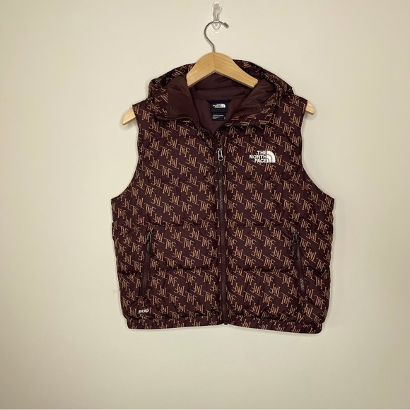 The North Face  Hydrenalit Down Vest Coal brown/monogram print Size Medium - Picture 2 of 16